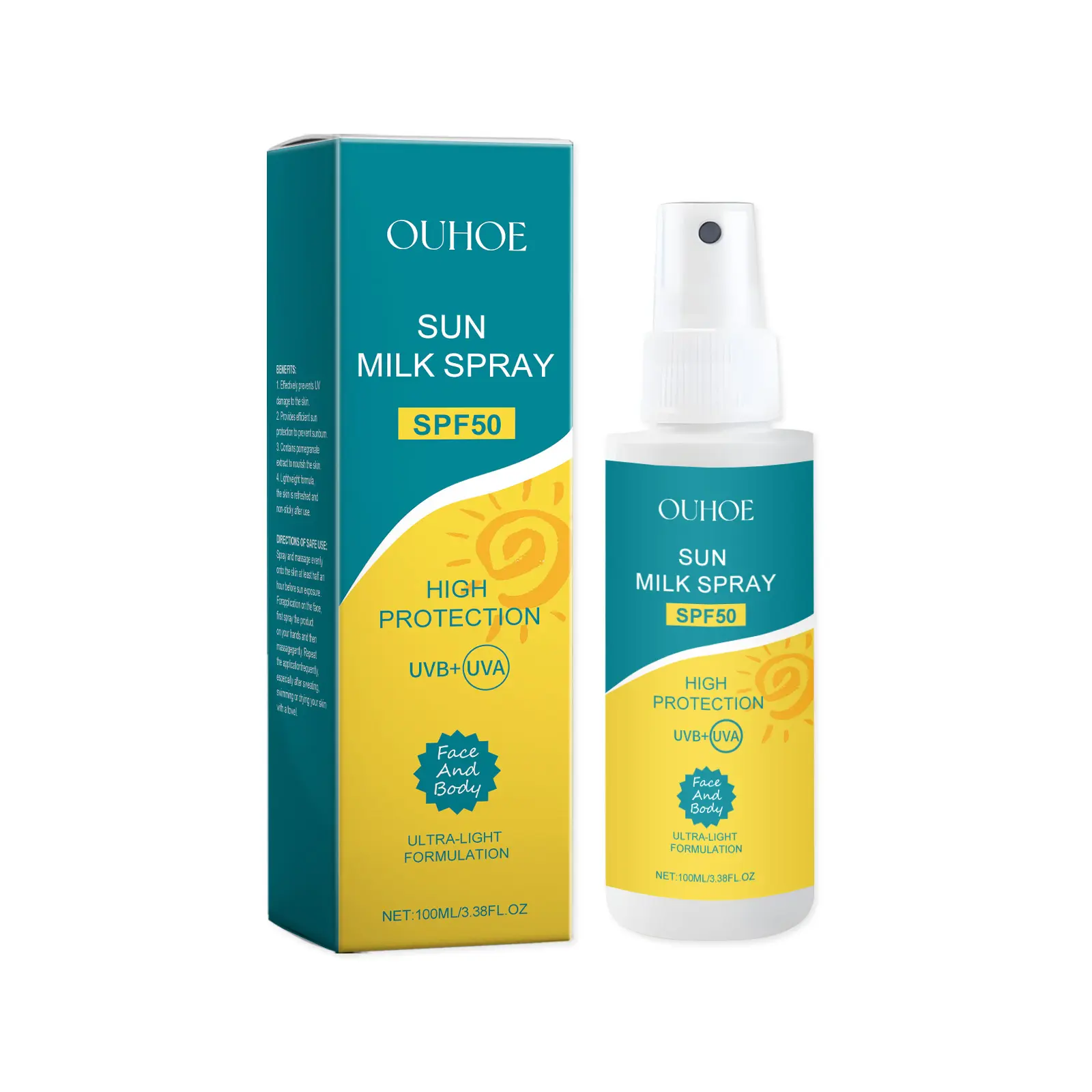 OUHOE Flash Shield Spray SPF50 Desert-Proof Hydration Facial Sunscreen with Aloe Vera & Glycerin for All Skin Types  korean sunscreen Makeup Moisture