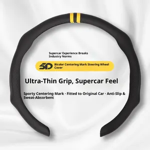 SUPEREVER Car Steering Wheel Cover Anti-Slip Safety Soft Breathable Heavy Duty Thick Sports Style Ultra-Thin Grip Supercar Feel