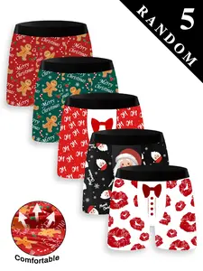 Men's Christmas Santa Cookie Print Underwear, Soft Skin-Friendly Fabric, Fitted Elastic Design, Perfect Gift for Boyfriend, Stretchy Boxer Briefs