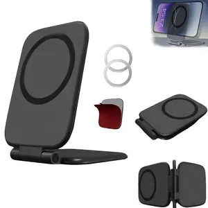 Foldable Magnetic Phone Mount – Ultra-Slim Portable Holder with 270° Adjustable Rotation for Car, Gym, Desk