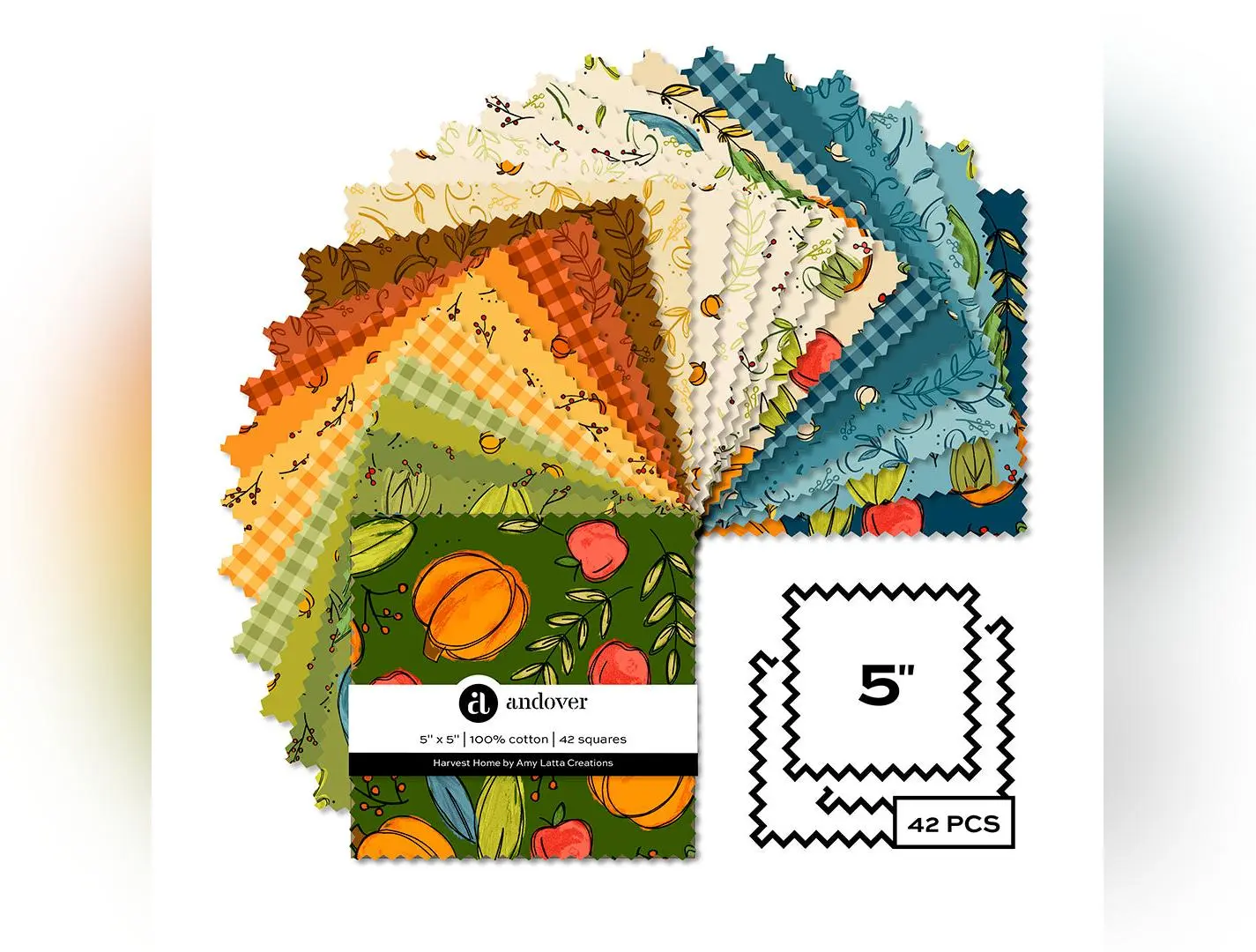Harvest Home | 5" Charm Pack by Amy Latta for Andover Fabrics | 42 pcs | 100% Cotton