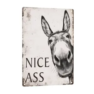 1pc Funny Donkey Cheese Heads Bathroom Art Sign (8x12inch-20x30cm)- Farmhouse Vintage Metal Tin Wall Decor for Home, Restaurant, Bar - Retro Hilarious Donkey Lover Gift, Trending Viral Must-Have Sassy Bath