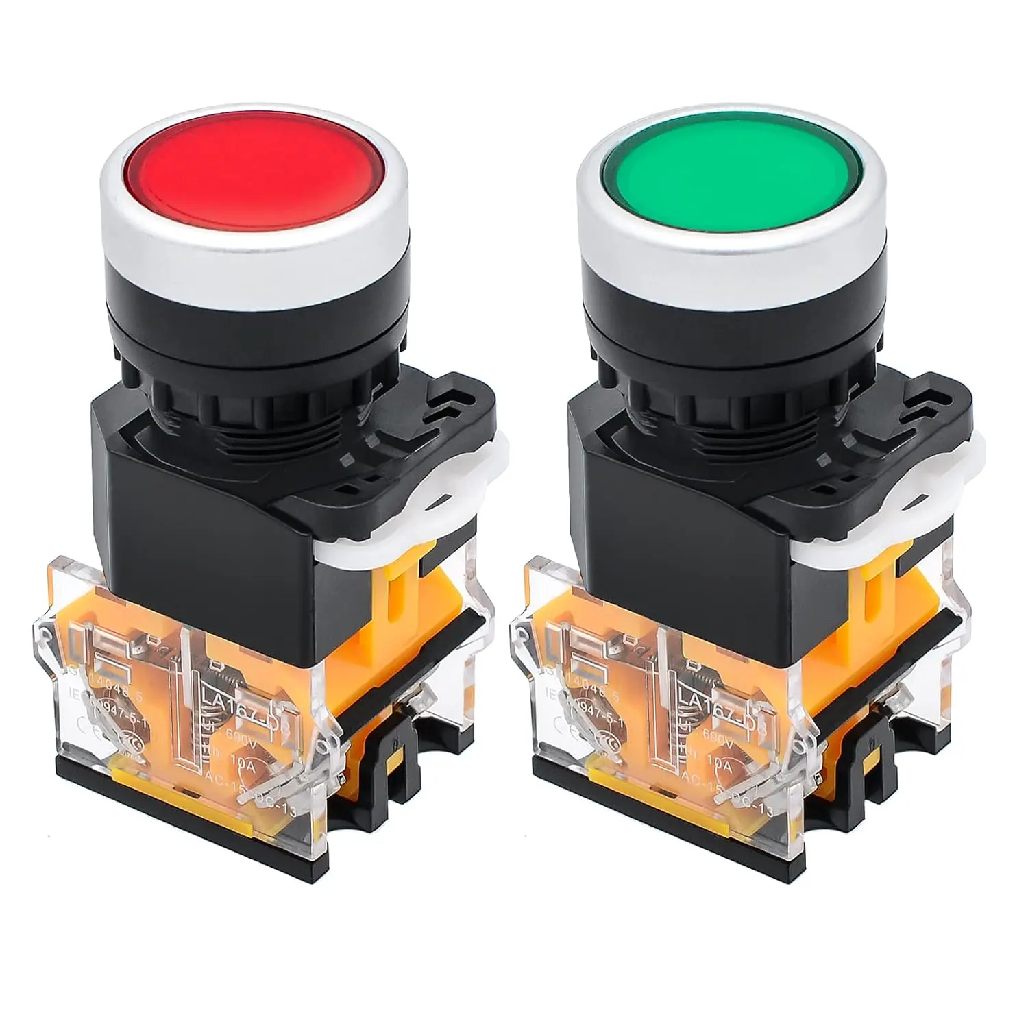 Red & Green Momentary Switch Self-Reset 1NO 1NC