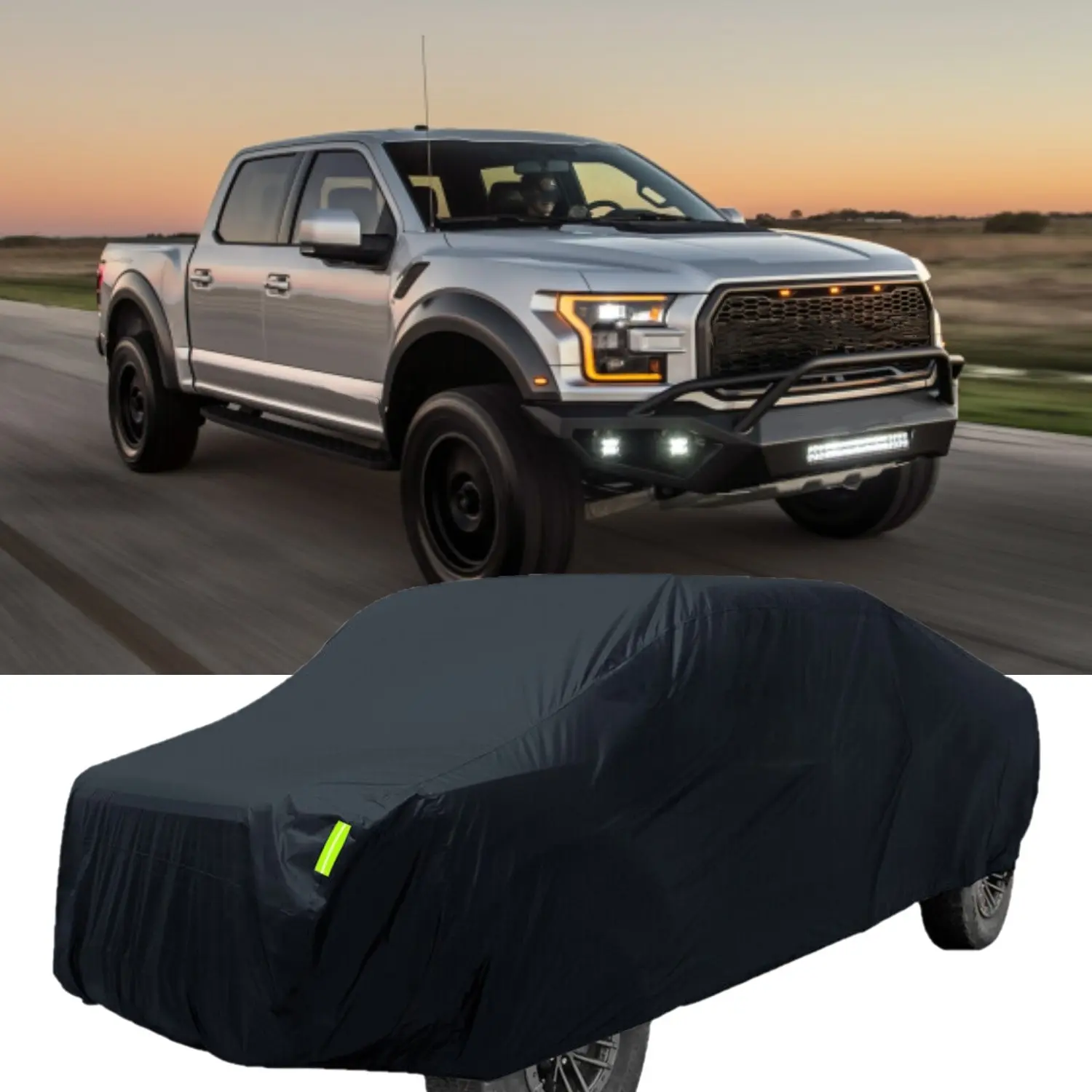 Universal 248x80.7in Large Size Pickup Truck Cover - Outdoor Sun Protection, Waterproof All-Weather Black Cover for Ford F150-F350, Chevrolet Silverado, GMC Sierra 1500-3500, Toyota Tacoma/Tundra, Ram 1500-2500