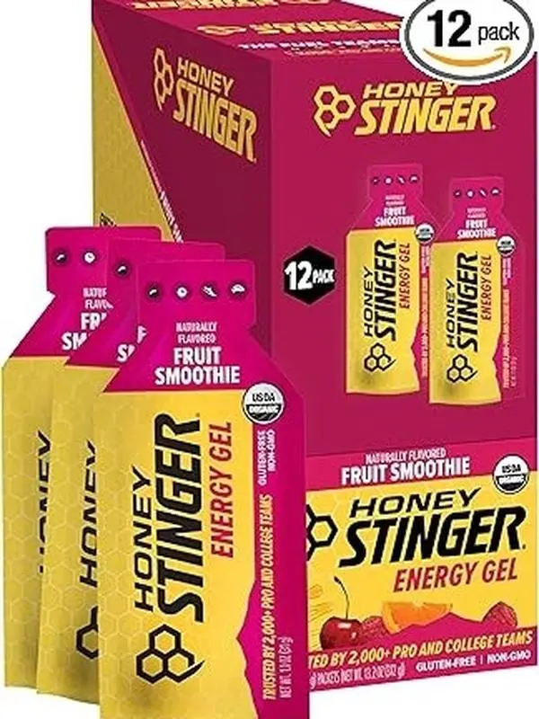 Honey Stinger Organic Fruit Smoothie Energy Gel, Gluten Free & Caffeine Free, for Exercise, Running and Performance, Sports Nutrition for Home & Gym, Pre and Mid Workout, 12 Pack, 13.2 Ounce
