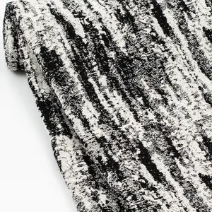 (36 inches/1 yard) black and white charcoal grey handwriting jacquard textured fabric three-dimensional gradient creative clothing jacket skirt trousers fashion designer fabrics