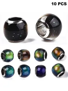 10pcs Crystal Emotion Beads Temperature Sensing Color Changing Glass Beads Round Beads for DIY Jewelry Making