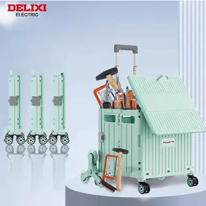 crate handcart AIRAJ 65l Large-Capacity Pull-Rod Tool box Multifunctional Portable, Pressure-Resistant And Wear-Resistant, 360-Degree Universal Wheels, Climbing Wheels Make Climbing Stairs More Effortless, Foldable Box Body Saves Storage Space