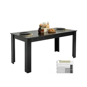 fathersdaygift VEVOR Rectangle Dining Table, 63 inch Length Large Wood Tables for 4-6 Person, Modern Dinner Furniture, Conference Desk Supporting for 330LBS, for Home Kitchen Living Room, Black(Only Table)