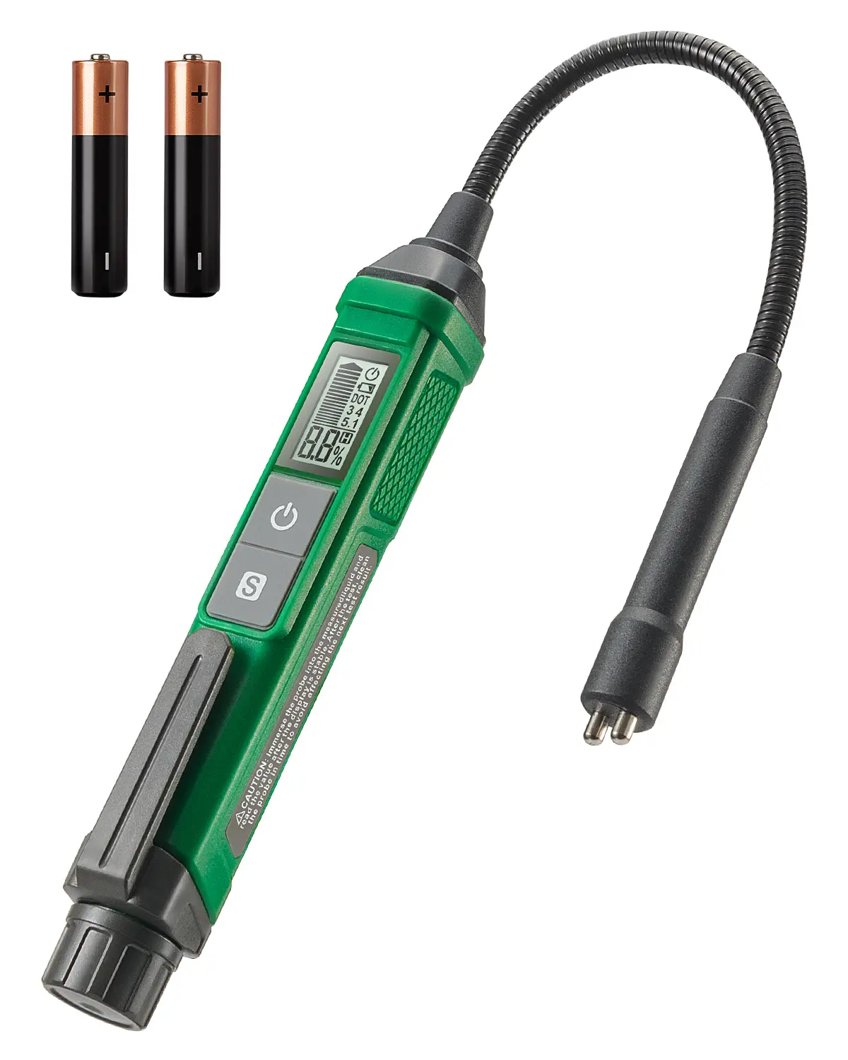 TESMEN TBF-200 High-Precision Brake Fluid Tester Pen, Automotive Maintenance Tools with 8.5-in Corrosion-Resistant Gooseneck Metal Probe, 1.5V Cells, Data Hold, 3-Color Backlight Alarm for DOT3/DOT4/DOT5.1 #summerfinds, 0.15Lb