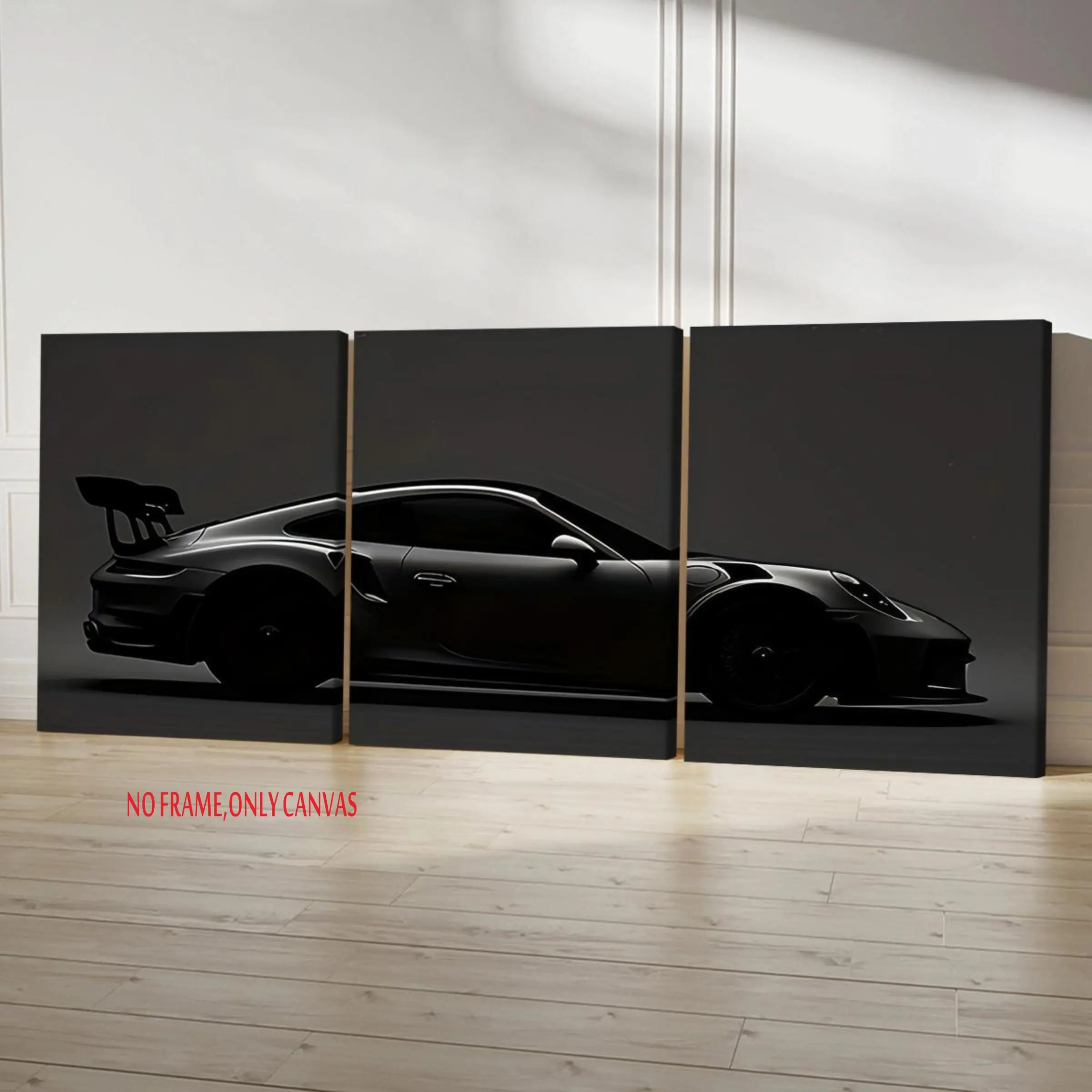 3-Piece Set, Sports Car Silhouette Poster, Dreamy Decor, Modern Art, Valentine's Day Gift, Home Wall Art, Office Accent, Living Room & Bedroom Wall Decoration, High-Definition Quality, Frameless, Canvas Art Wall