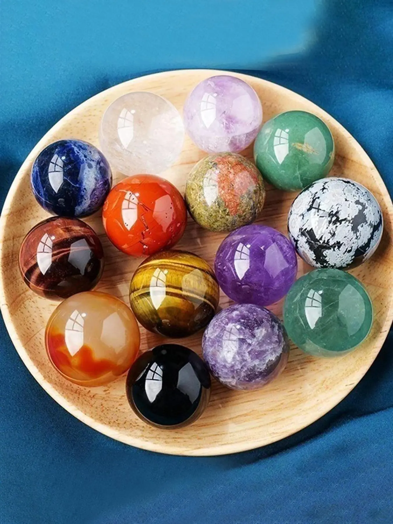 Random Color 16mm Ball Shaped Natural Crystal, 30pcs/set Polished Stone, Natural Crystal Decorative Decoration for Home & Office Planet