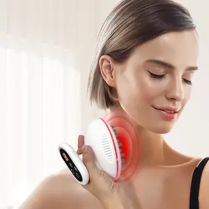 Four-in-one handheld body sculpting device with red light therapy - EMS microcurrent and heated body massager for firming skin - High-frequency vibration massage tool for neck, back, abdomen and legs - Portable home spa device (white)