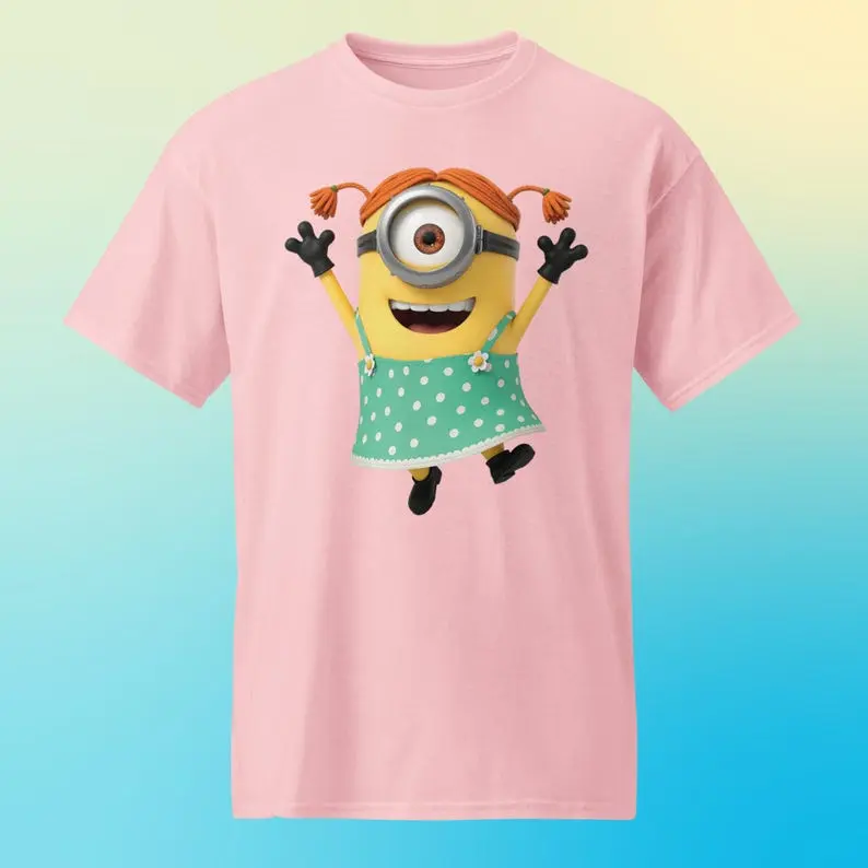 Mion Happy Pigtail Yellow Buddy DryBlend T-Shirt, Cute Cartoon Inspired Graphic Tee #GraphicTee #CuteStyle #HappyVibes #Unisex