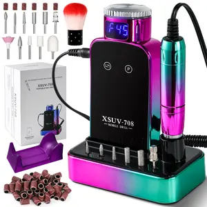 Portable Nail Drill Electric File: 45000RPM Professional Rechargeable Nail E-File Machine, Cordless Nail Drill with Bits & Base for Acrylic Nails Remove Nail Gel Polish Manicure for Salon Home