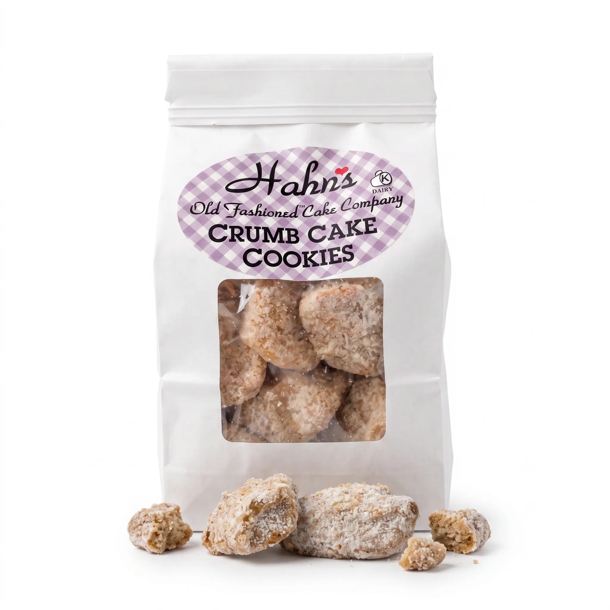 Hahn's Old Fashioned Crumb Cake Cookies, 8 oz Bag or 8 Pack of 2 oz Resealable Bags, Buttery Crumb Topping Snack