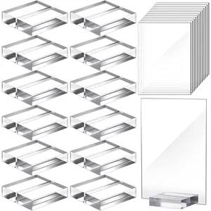 12 count Clear  Place Cards with 12  Holder Wedding Table Numbers with  Stand DIY Table Name Cards Plates for Wedding Reception Banquet Decors (4 x 6 x 0.08 Inch)