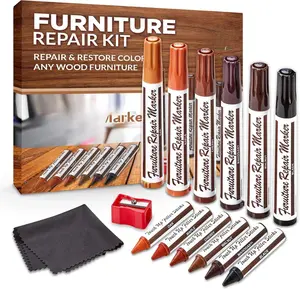 Wood Scratch Repair Kit Markers - Set of 13 - Scratch & Stain Markers, Furniture Repair Pens for Touch-Up on Wood Furniture, Tables, Desks, Bedposts - Carpenter's Essential Toolkit