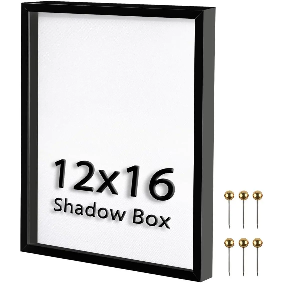 12x16 Large Shadow Box Frame | Soft Linen  & Push Pins Included, Polystyrene Glass Memory Display Case , Tickets & Cherished  Items, Black