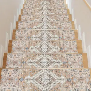 15pcs Stair Treads for Wooden Steps Set of 15, 8"X30" Non Slip Carpet Stair Treads Rubber Stair Runner Indoor Stair Rugs Safety Mats for Dogs, Kids&Elder, Stairway Grip Step Treads Carpet