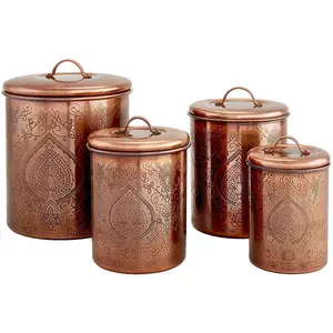 Nusteel TG-916AC-2 2 qt. Etched Antique Copper Canister