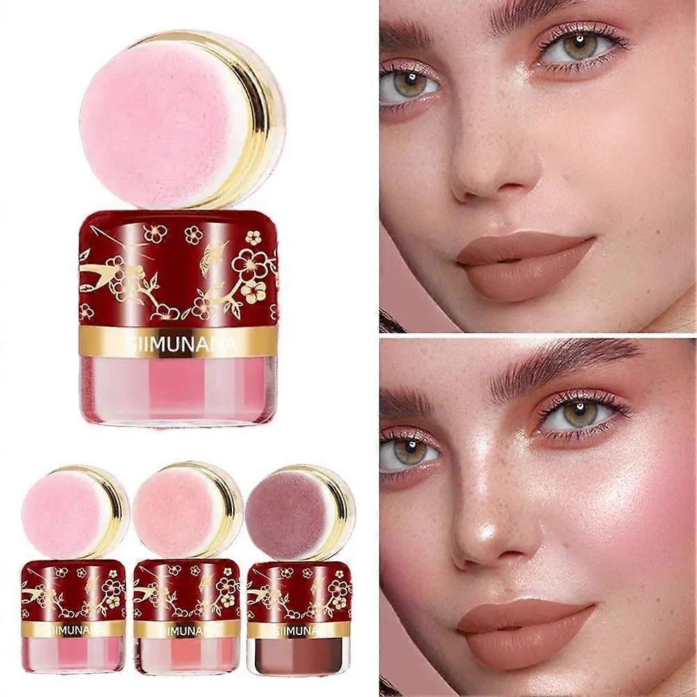 Lazy blush, quick makeup, with a small mirror, makeup at any time, 3 color blush, enhance color, cosmetics,Valentine's Day gift，Holiday gift summerwins