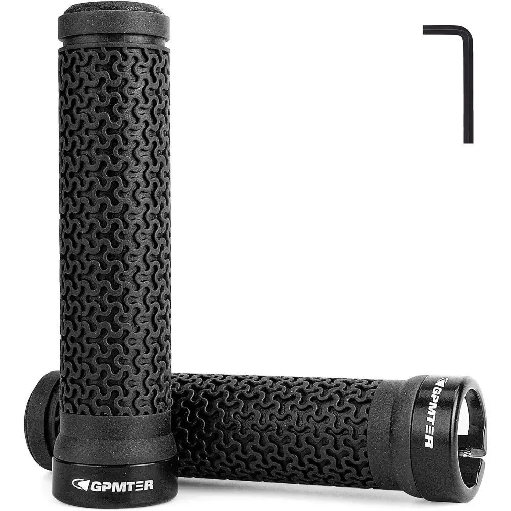 Single Lock-on Bicycle Handlebar Grips For BMX, Mountain, MTB, Beach Cruiser, Scooter, Folding Bike-Soft Non-Slip Rubber Comfortable Ergonomic Hand Grips