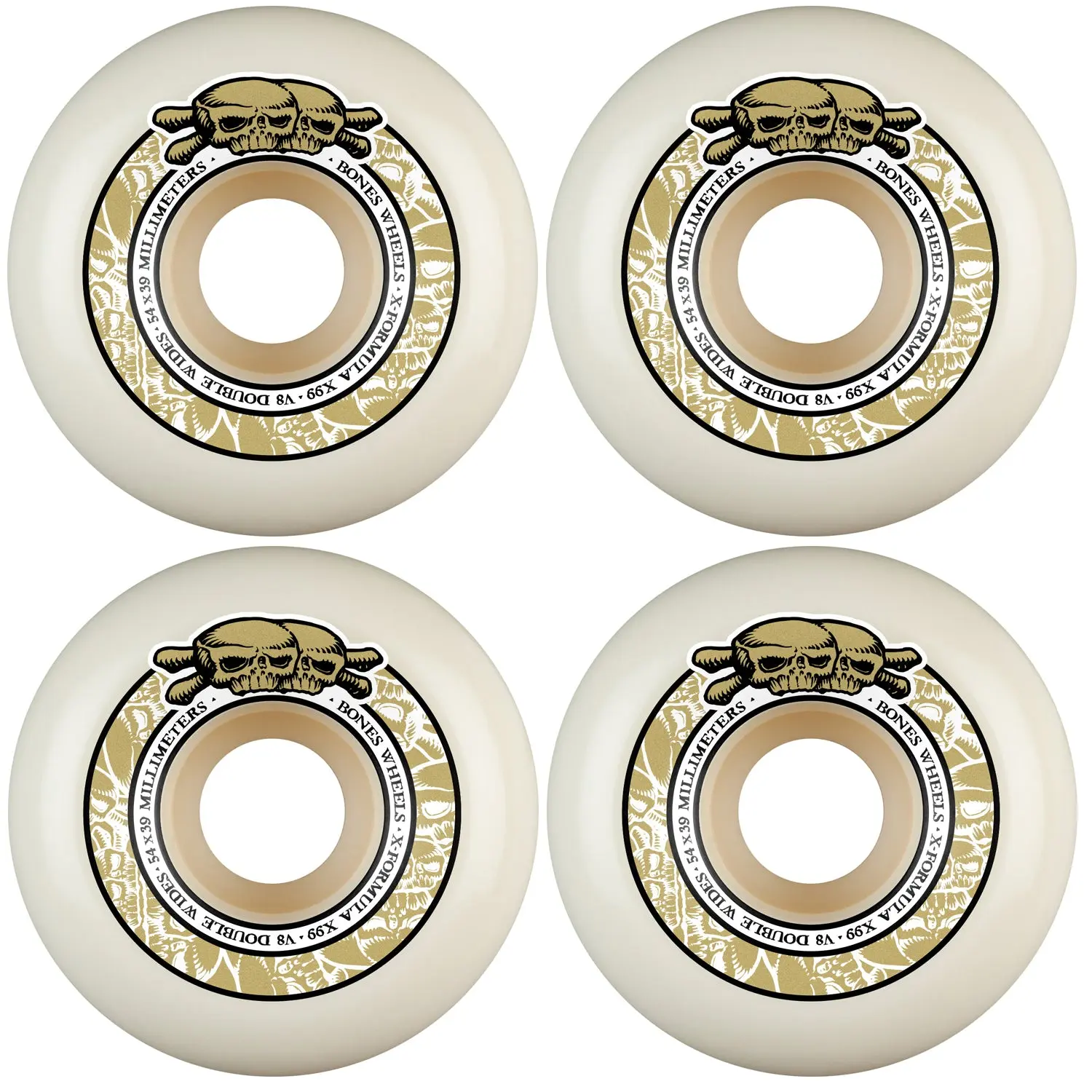 Bones Skateboard Wheels 54mm 99A X-Formula V8 Double Wides