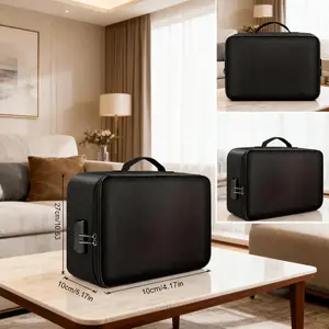 File Bag with Password Lock 3-Layer Zipper Closure Laptop Document Organizer Oxford Cloth Portable Handbag with Card Slots Secure Storage for Men Women Home Office Travel - Lightweight