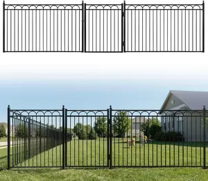 Fencer Wire Heavy Duty Garden Fence Border, 8FT Wide Decorative Arc Fence with 5FT Height Panels, Gate, Posts, Connectors, Metal Fencing Barrier for Residential, Yard, Pool, Patio