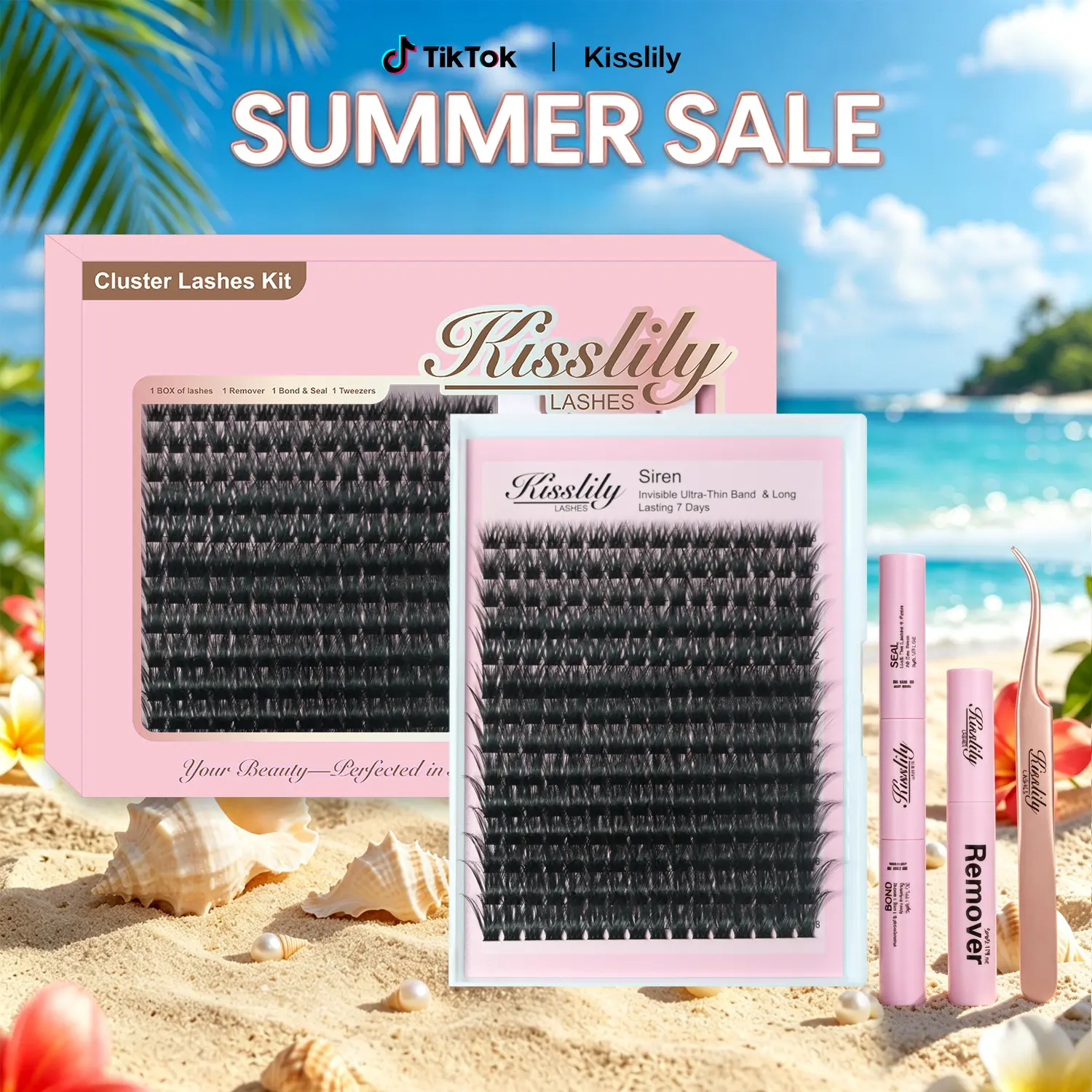 Siren | Kisslily 100D Dramatic Fluffy Lash Clusters Kit I Mega Volume Lashes, D-Curl, DIY Ultra Soft Eyelashes Extension Individual lashes, Waterproof Long Lasting bond seal remover Makeup #summerfinds #SummerWins