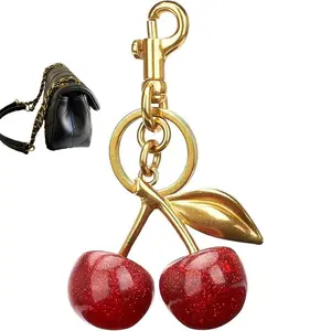 Elegant Resin Cherry Keychain, Women's Car Keychain/Bag Charm[Free Wallet Included]
