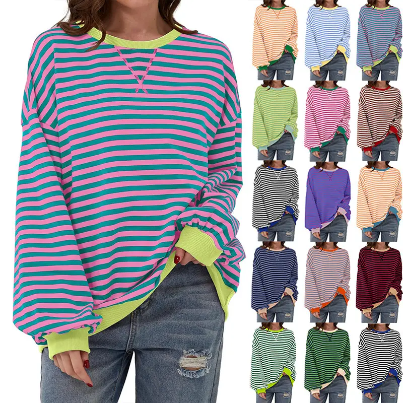 Women's 2025 Fall/Winter Hot-Selling Loose Casual Striped Sweater Women's Hot
