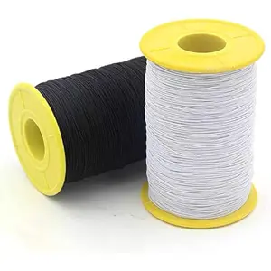 2 PCS 0.5mm 1100 Yards Black and White Elastic Sewing Thread for Sewing Machine Smocking Shirring Gathering Stretchy Strings for Bracelets