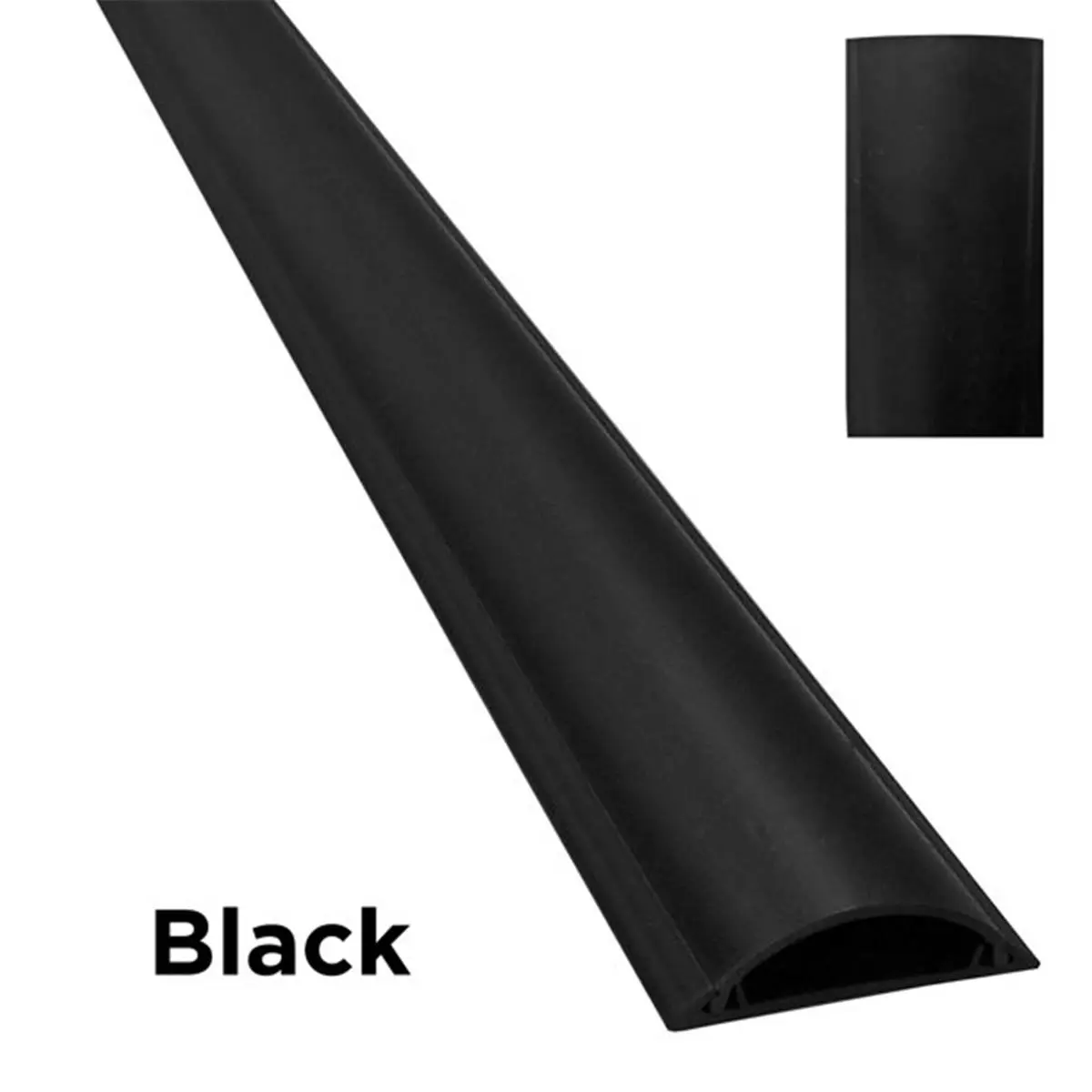 212 MAIN 31 in. PVC Cable Shield Cord Cover - Black Adhesive Back, 0.3 h x 0.7 w in., Indoor Use Only Decorative Cable Management Solution for Cord Organization, Hiding Loose Wires (Floors, Walls)