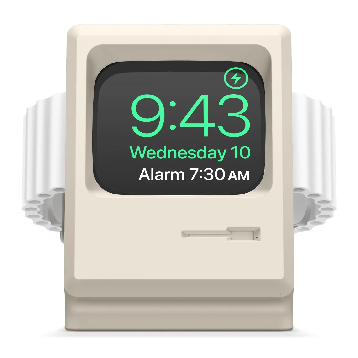W3 Stand For All Apple Watch Series - Classic Retro Design, Durable Silicone Charging Accessory [2 Colors]