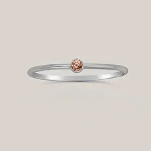 November Birthstone Ring Citrine – Sterling Silver Stacking Ring