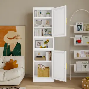 2 Size Option Tall Bathroom Storage Cabinet, Slim Narrow Bathroom Organizers and Storage with Adjustable Shelves& Open compartments for Bathroom, Living Room, Home Office