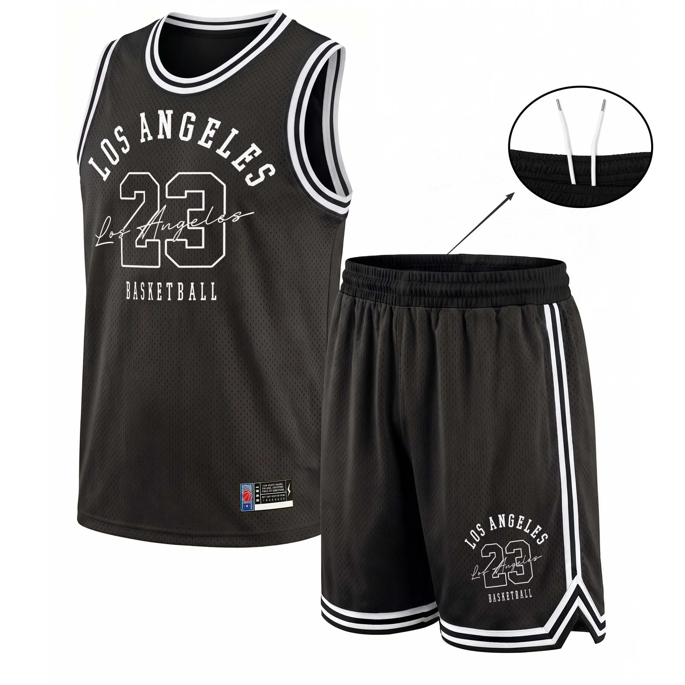 Men’s Sport Los Angeles Mesh Basketball Jersey Set, Sleeveless Tank Top and Shorts 2 Piece Outfit, Lightweight Breathable Athletic Sportswear, Casual Summer Training Uniform for Gym, Streetwear, Running, Beach and Daily Wear
