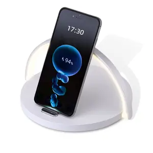 Adjustable Wireless Charging Phone Stand with Rainbow LED Light - Compact