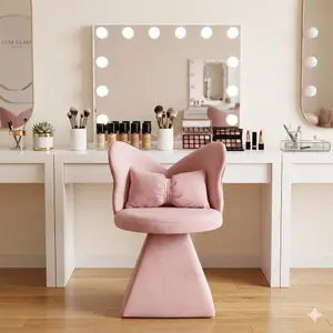 Butterfly Back Vanity Swivel Chair, Chenille Velvet Makeup Stool, 360° Swivel Accent Chair for Bedroom, Dressing Table, Living Room & Dining Room