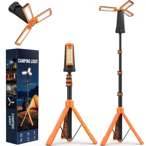 ADEWALK 15000 mAh Rechargeable Camping Light with Stand, Cordless Work Light with 3 LED Lamp Heads with 86" Detachable Tripod,Adjustable Brightness for Camping, Emergencies, Power Outages, Outdoor Collapsible Lanterns