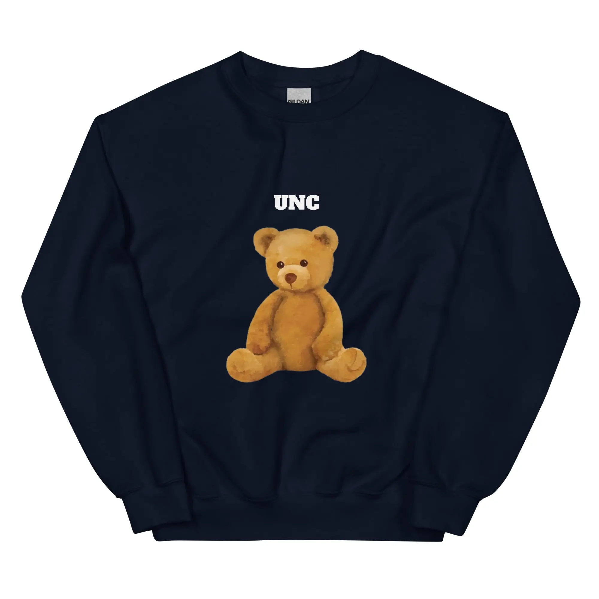 UNC Teddy Bear Sweatshirt - Navy, Soft Knit Fabric, Classic Design, Comfortable Fit, Suitable for All Seasons