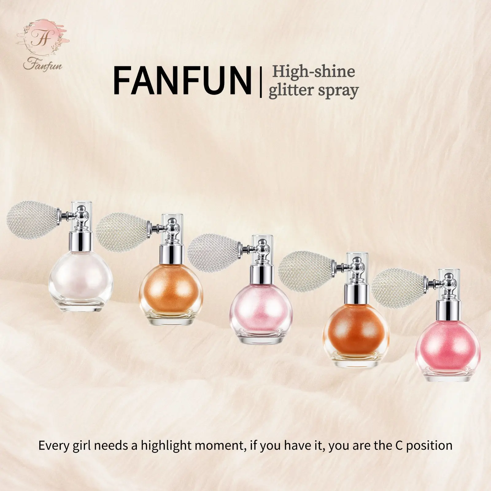 Shimmer Spray Highlighter for Face & Body Glow, 10 ml Cosmetic Mist with a Dewy, Radiant Finish, 24H Lasting Wear for Party Makeup, Radiant Glow, Youth, Glitter Spray Highlighters & Luminizers, One Puff, Instant Glow
