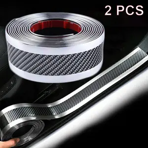2 PCS PVC Car Door Edge Entry Guards & Threshold Sill Protector Tape - Anti-Scratch, Bendable Roll, Flexible Strip, Self-Adhesive, Waterproof Carbon Fiber Accessory for Cars, SUVs (Scratchproof)