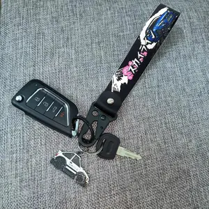 Race Car & Cherry Blossom Pattern Car Keychain, Portable Anti-lost Car Key Chain, Car Accessories, Car Key Decorative Lanyard, Cool Car Accessories, Car Accessories for Men, Keychain Parking Key