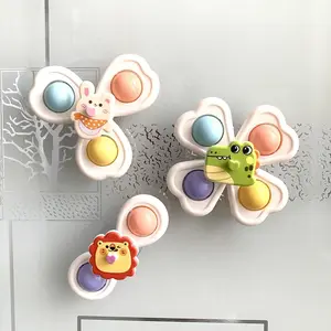 Suction Cup Spinning Fun Toy, 3 Pcs Cute Rabbit Bunny Cartoon Animal Stress Relief Toys for Kids & Teens 3+, Fun Desk & Bath Time Gadgets