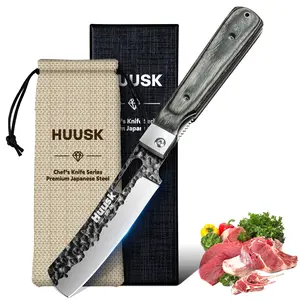 HUUSK Nakiri Knife with Wood Handle, Portable Kitchen Knife for BBQ, Perfect Gift Choice HUUSK Nakiri Knife with Wood Handle, Portable Kitchen Knife for BBQ, Perfect Gift Choice
