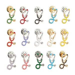 15pcs Stethoscope Brooch Doctor Nurse Brooches Jewelry Enamel Pin Coat Jackets