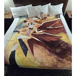 Hazbin Hotel Inspired Flannel Blanket – Soft, Cozy, And Perfect For Fans,Blanket Pillow Hazbin Hotel Lucifer Morningstar Angel Devil Hellaversegift For Men & Women, Halloween,summervibes